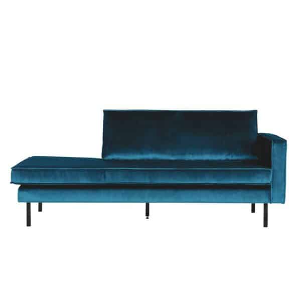 Sofa Recamiere in Blau Samtbezug