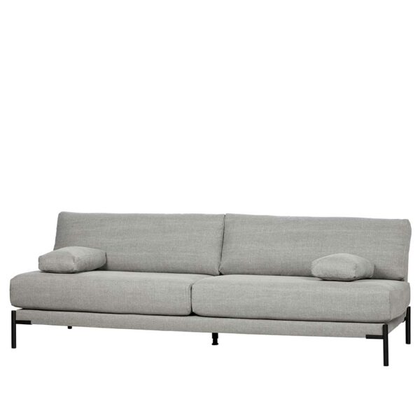 Dreier Sofa in Hellgrau Webstoff Federkern