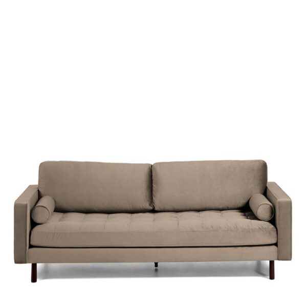 Dreisitzer Sofa in Taupe Samt und Metall