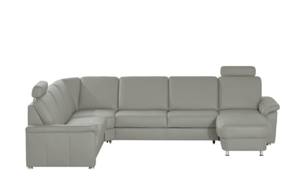 meinSofa Leder-Wohnlandschaft  Carolin ¦ grau ¦ Maße (cm): B: 336 H: 91 T: 240 Polstermöbel > Sofas > Schlafsofas - Höffner