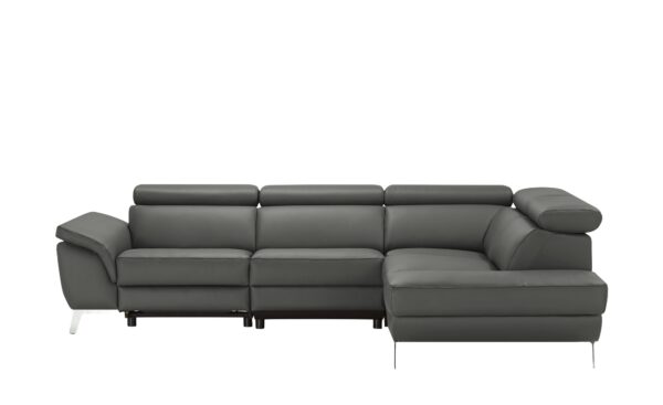 uno Ecksofa Leder  Dallas ¦ grau ¦ Maße (cm): B: 283 H: 74 T: 228 Polstermöbel > Sofas > Ecksofas - Höffner