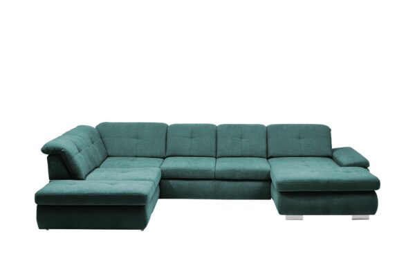 Lounge Collection Wohnlandschaft Flachgewebe  Affair ¦ türkis/petrol ¦ Maße (cm): B: 371 H: 85 T: 260 Polstermöbel > Sofas > Schlafsofas - Höffner