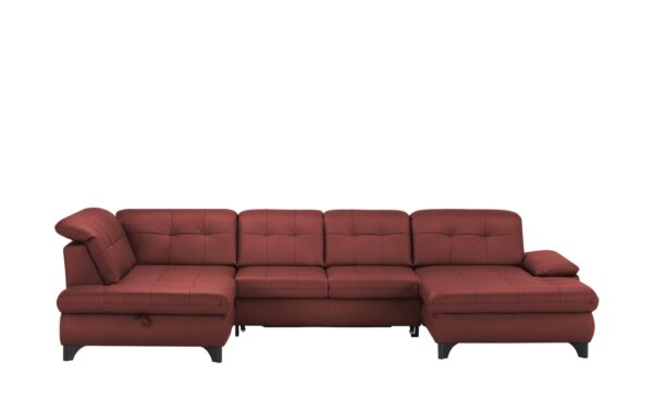 Lounge Collection Wohnlandschaft Leder  Jona ¦ rot ¦ Maße (cm): B: 368 H: 100 T: 194 Polstermöbel > Sofas > Schlafsofas - Höffner