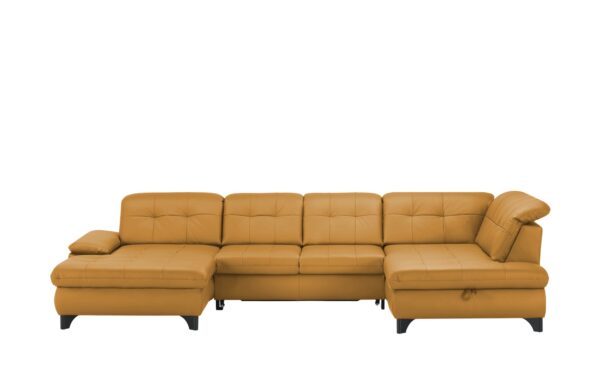 Lounge Collection Wohnlandschaft Leder  Jona ¦ gelb ¦ Maße (cm): B: 368 H: 100 T: 194 Polstermöbel > Sofas > Schlafsofas - Höffner