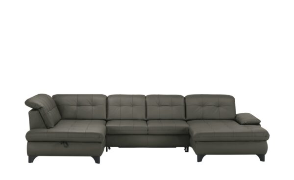 Lounge Collection Wohnlandschaft Leder  Jona ¦ grau ¦ Maße (cm): B: 368 H: 100 T: 194 Polstermöbel > Sofas > Schlafsofas - Höffner