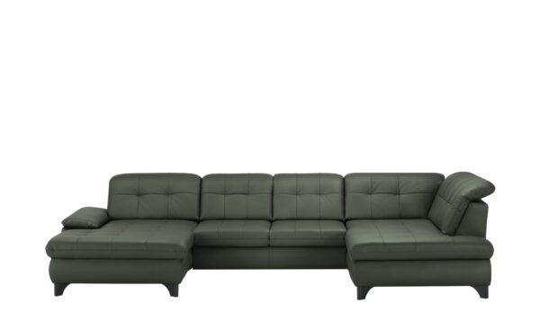 Lounge Collection Wohnlandschaft Leder  Jona ¦ grün ¦ Maße (cm): B: 368 H: 100 T: 194 Polstermöbel > Sofas > Wohnlandschaften - Höffner