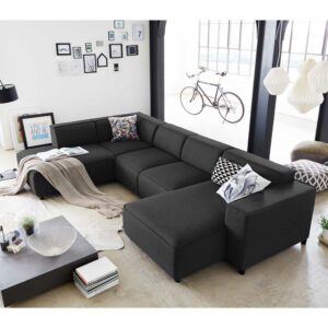 Couchlandschaft in U Form in Anthrazit 324 cm breit - 195 cm tief