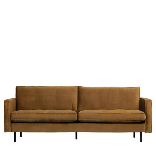 Wohnzimmer Couch in Honigfarben Samt Retro Design