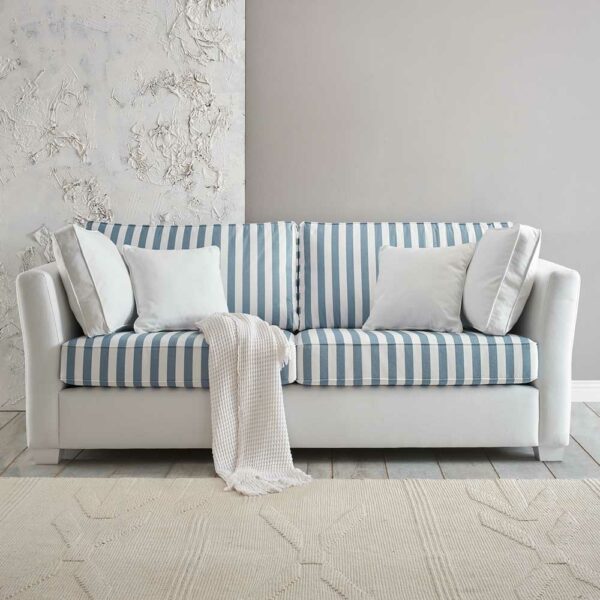 Sofa mit Streifen Muster in Blau und Weiß 200 cm breit