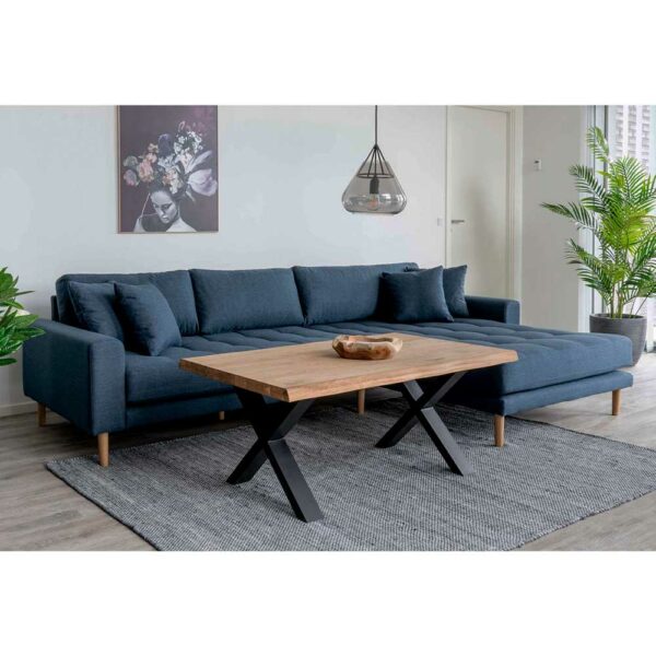 Wohnzimmer Couch in Dunkelblau Webstoff 290 cm breit