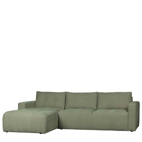 Graugrünes Ecksofa Rücken echt bezogen 280 cm breit - 170 cm tief