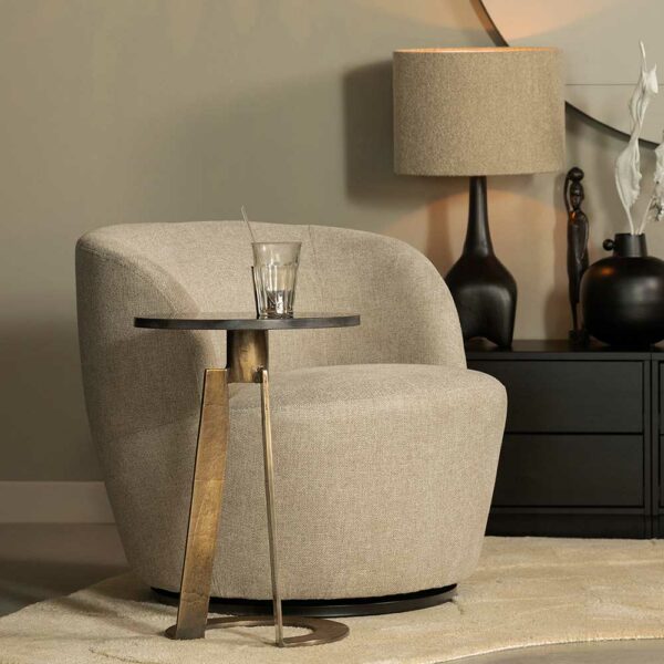 Drehbarer Lounge Sessel in Beige Bezug aus Webstoff