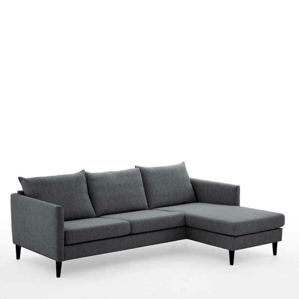 Wohnzimmer Ecksofa in Anthrazit Webstoff Skandi Design