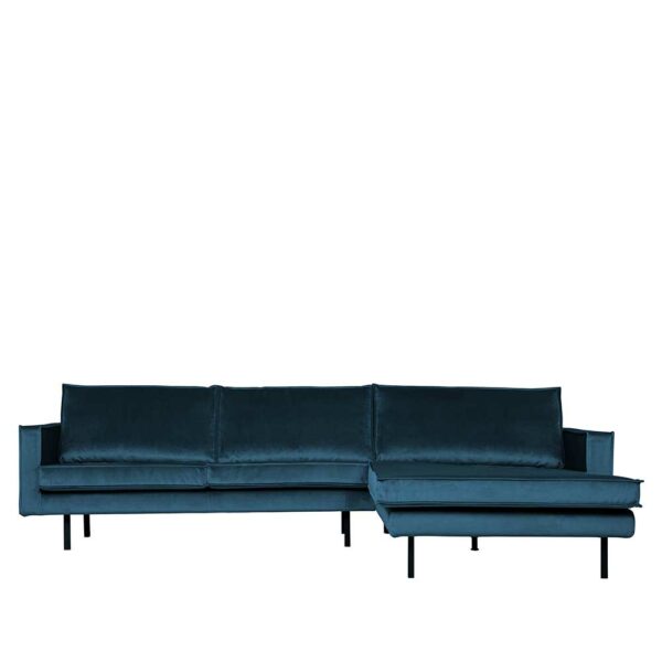 Ecksofa in Blau Samt 45 cm Sitzhöhe