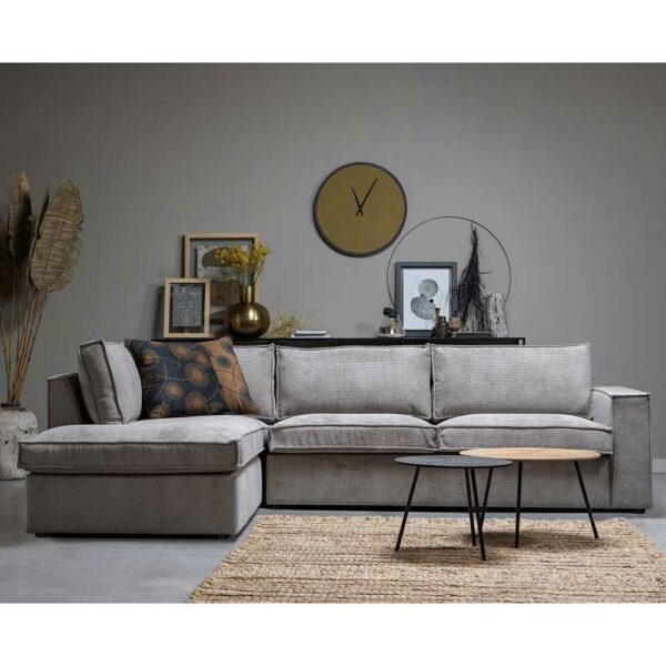 Ecksofa in Grau Grün Cord Webstoff modern