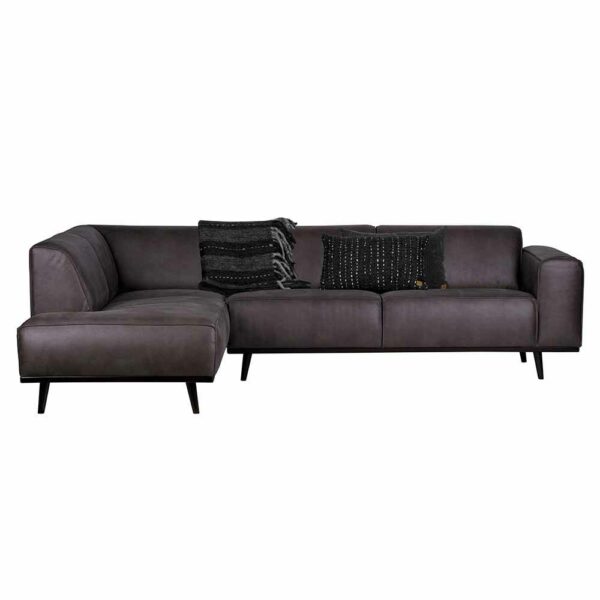 Ecksofa in Dunkelgrau aus recyceltem Leder